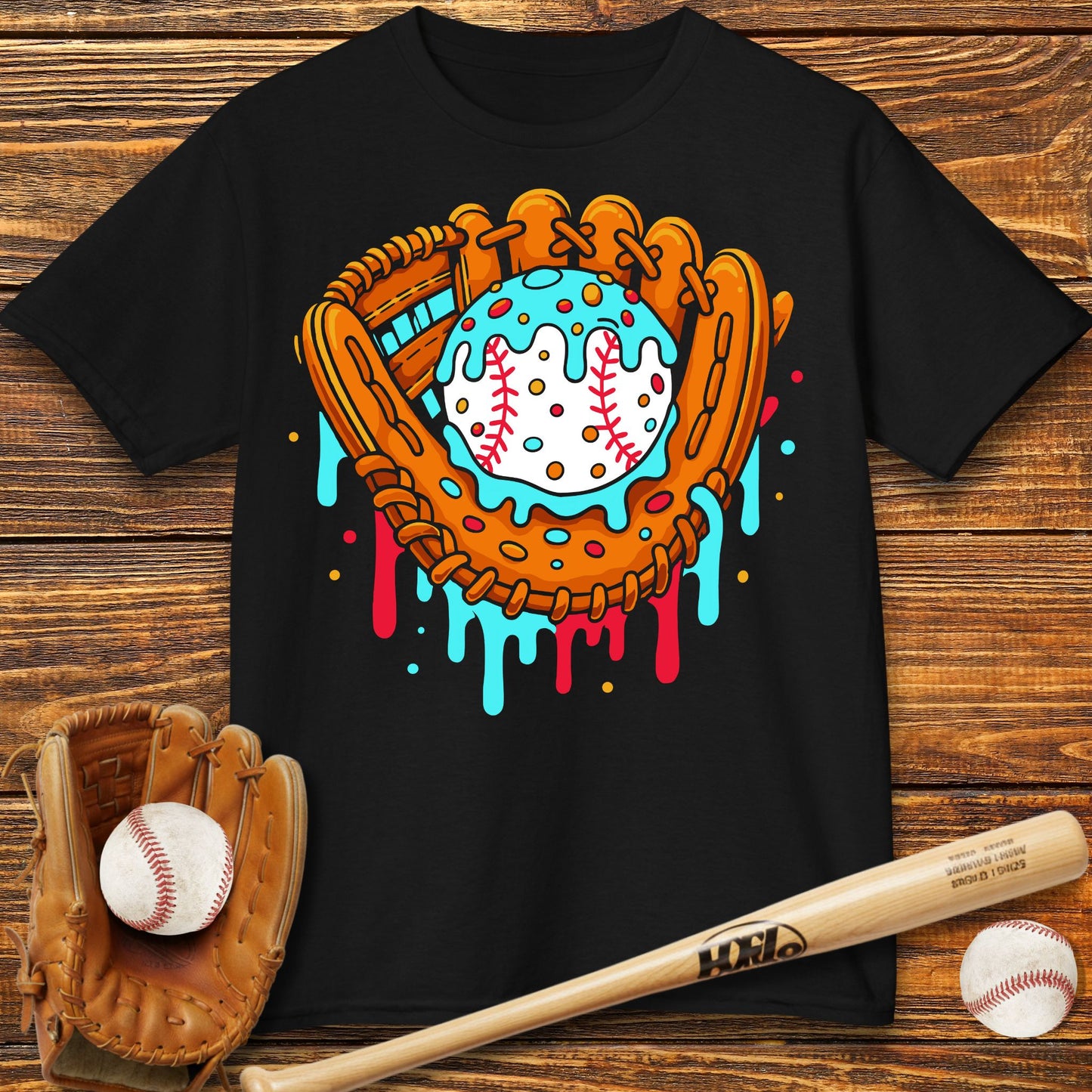 Drip Baseball Glove Kids T-Shirt