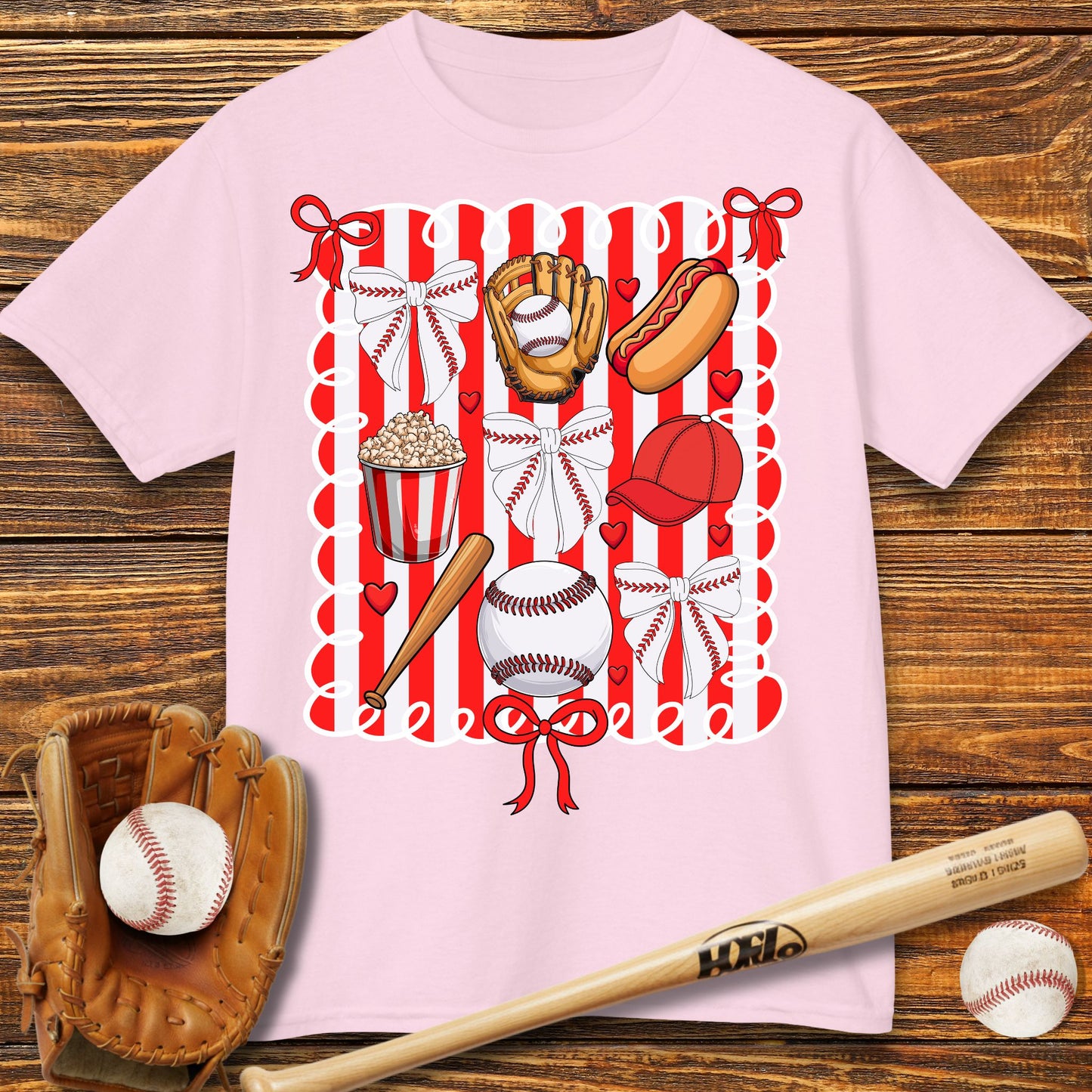 Baseball Bow Kids T-Shirt