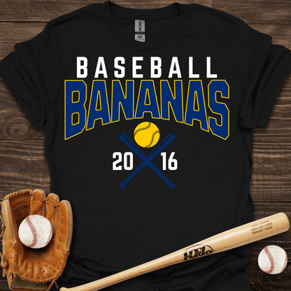 Bananas Retro Baseball Adult T-Shirt
