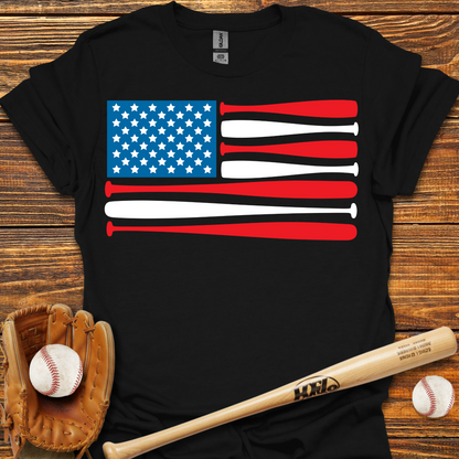 Baseball USA Flag Adult T-Shirt