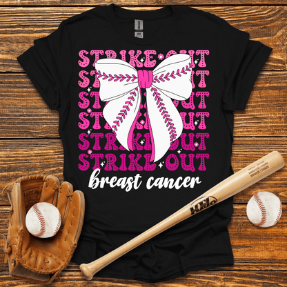 Baseball Strike Out Breast Cancer Adult T-Shirt