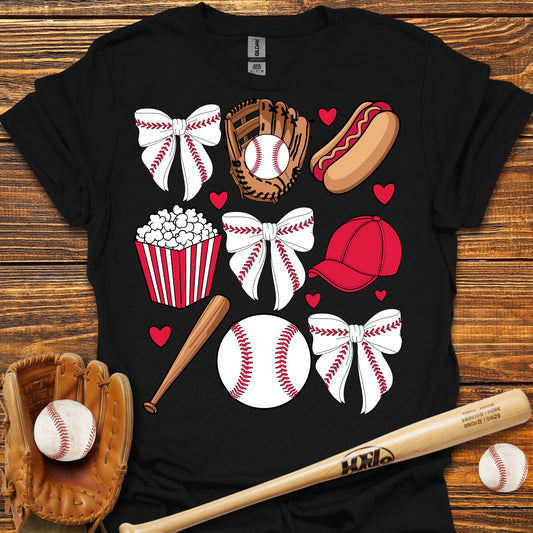 Baseball Coquette Bow Adult T-Shirt