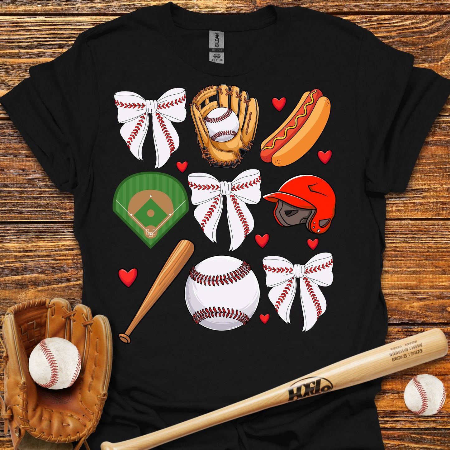 Baseball Coquette Bow Adult T-Shirt