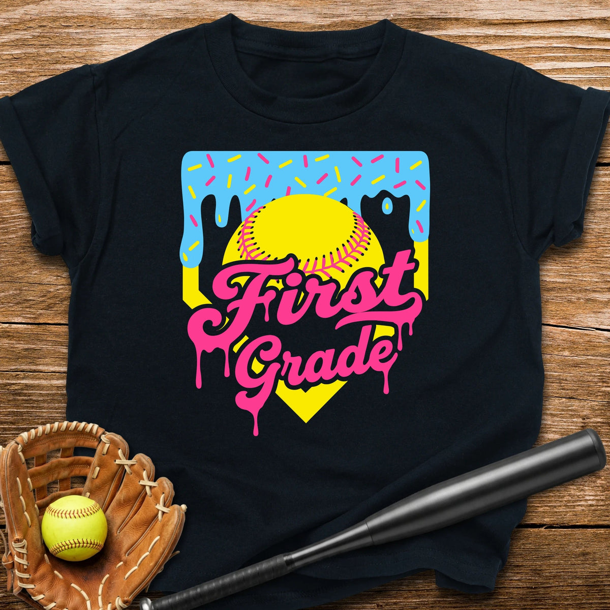 1st Grade Back to School Softball Youth Tee - HomeRun PrintsKids clothes
