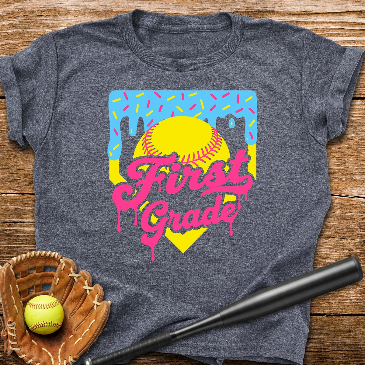 1st Grade Back to School Softball Youth Tee - HomeRun PrintsKids clothes
