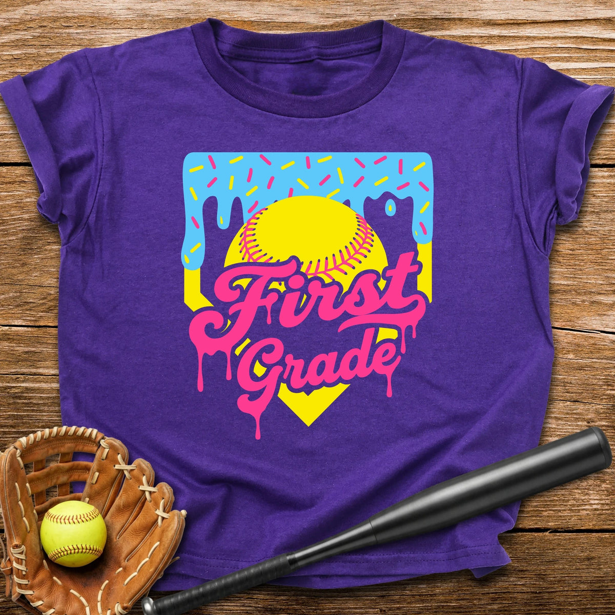 1st Grade Back to School Softball Youth Tee - HomeRun PrintsKids clothes