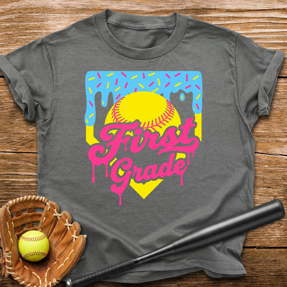 1st Grade Back to School Softball Youth Tee - HomeRun PrintsKids clothes