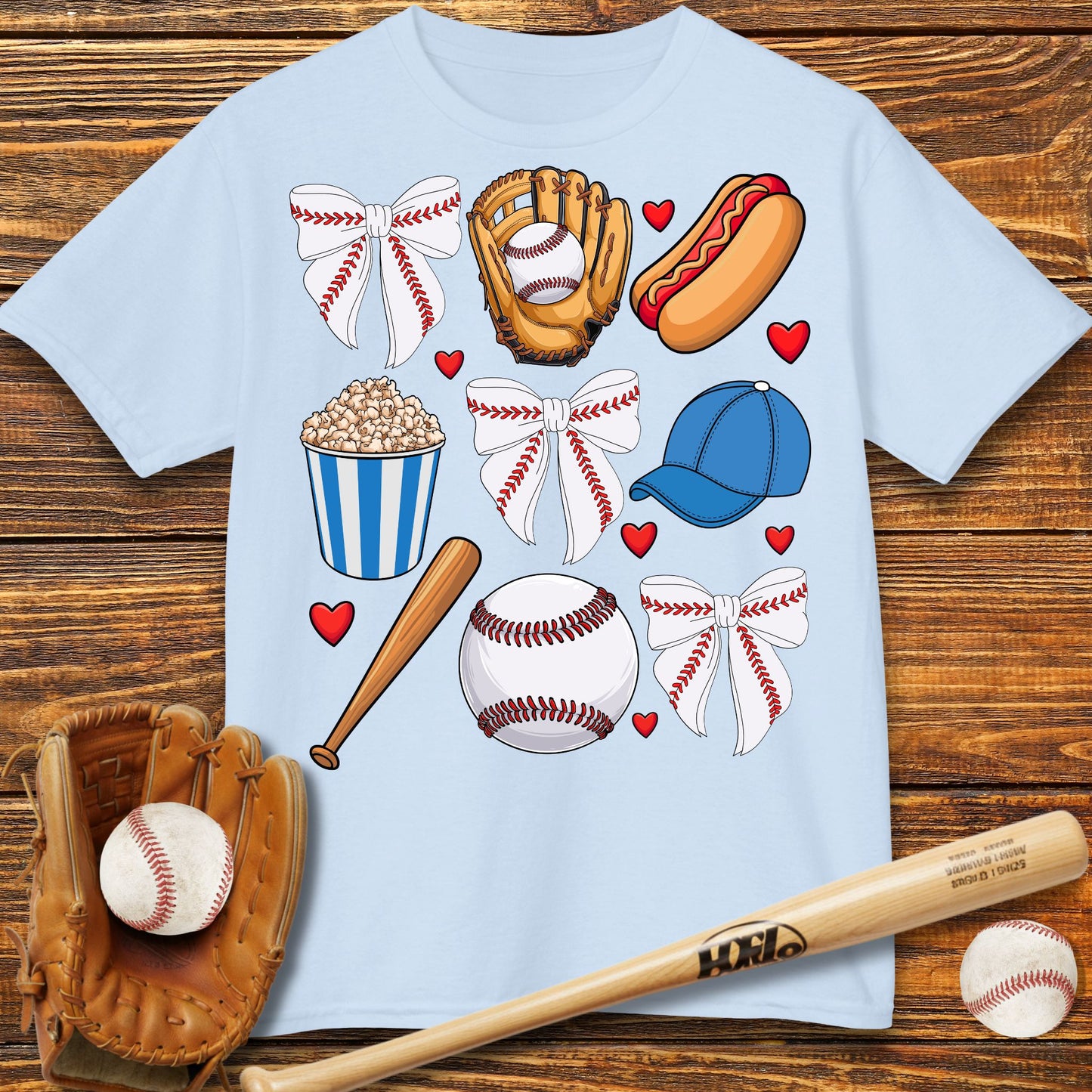 Blue Coquette Bow Kids T-Shirt