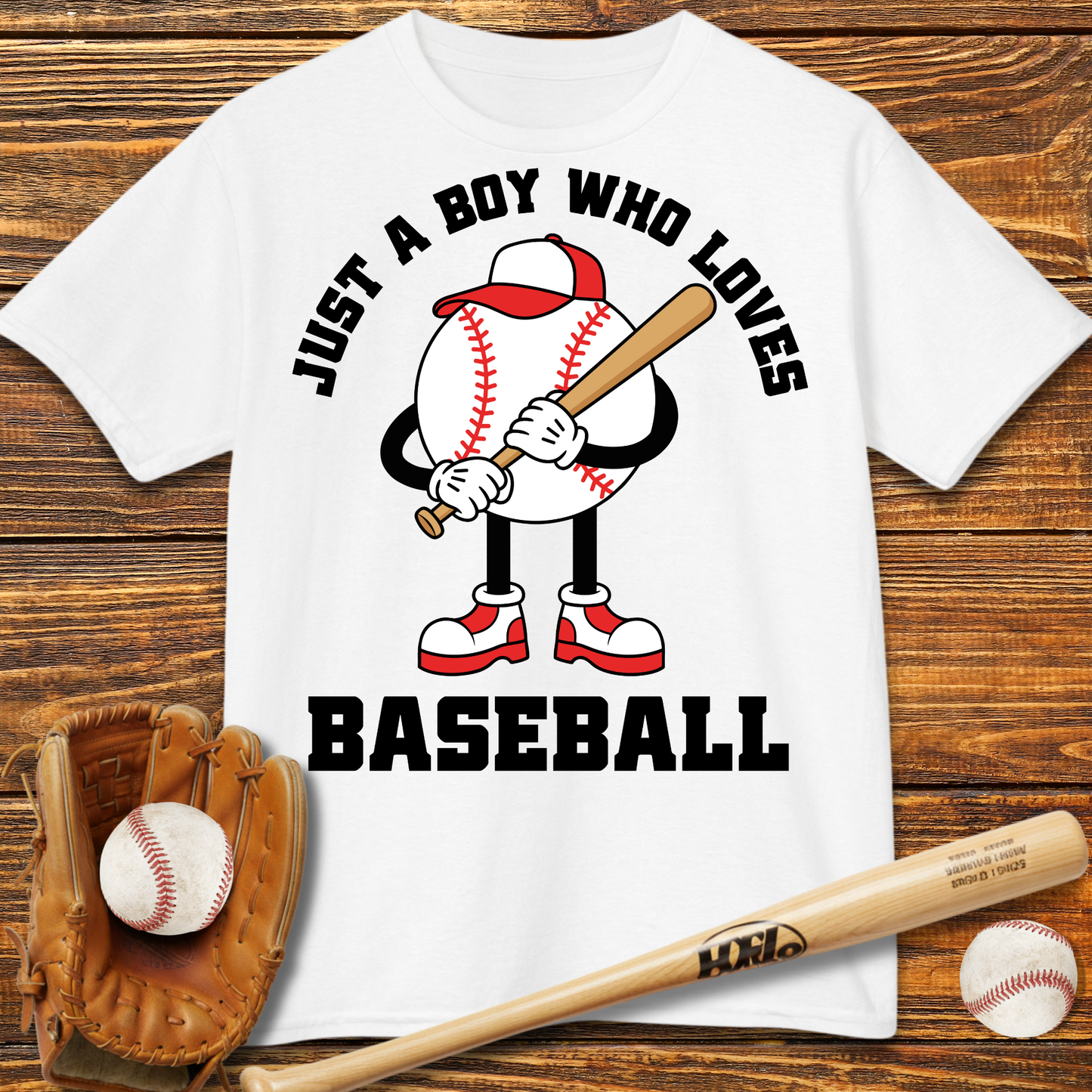 Boy Who Loves Baseball Kids T-Shirt