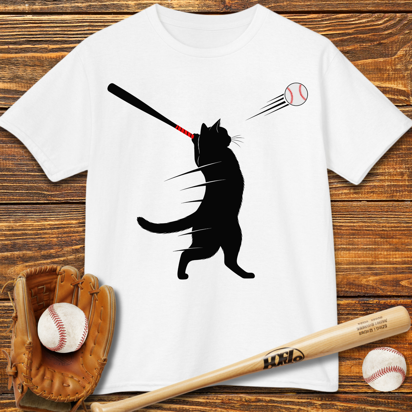 Cat Baseball Kids T-Shirt