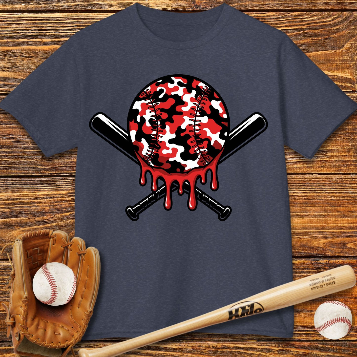 Red Camo Drip Kids T-Shirt