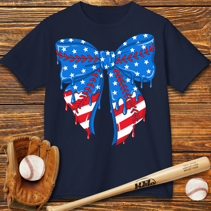 Baseball Bow USA Drip Kids T-Shirt
