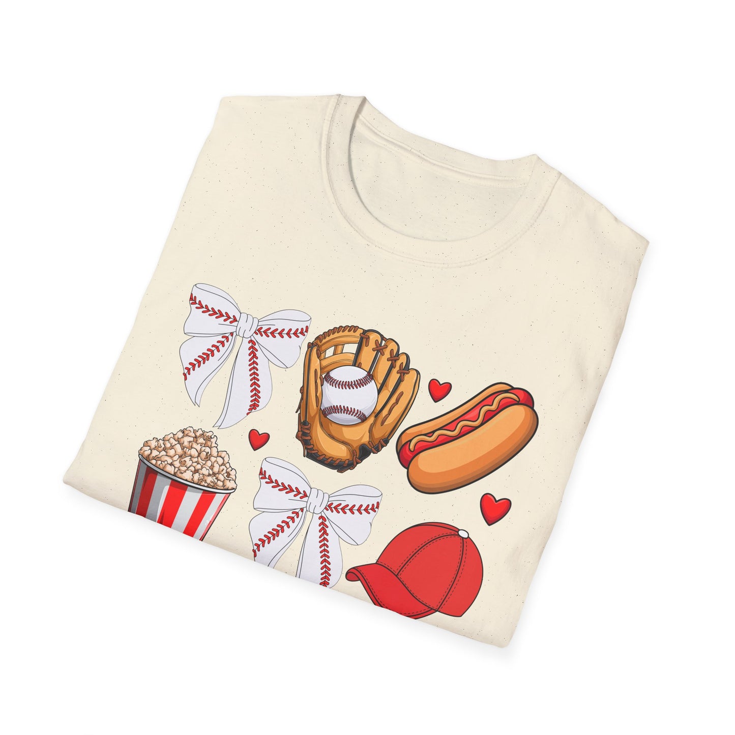 Baseball & Movie Night Unisex Softstyle T-Shirt, Sports Fan Tee, Gift for Dad, Summer Outing Shirt, Movie Lovers Apparel