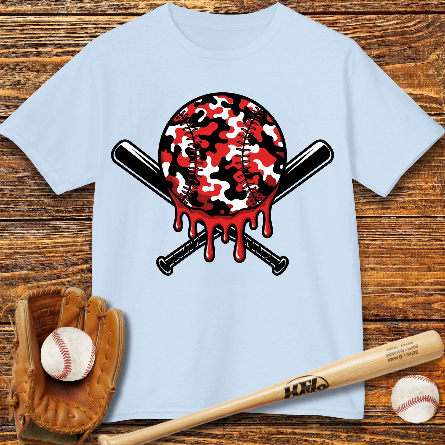 Red Camo Drip Kids T-Shirt
