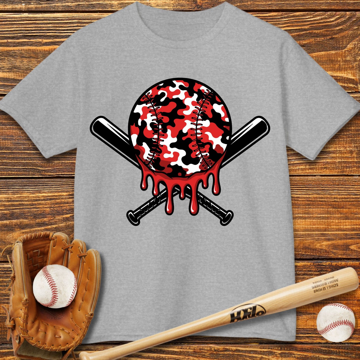Red Camo Drip Kids T-Shirt