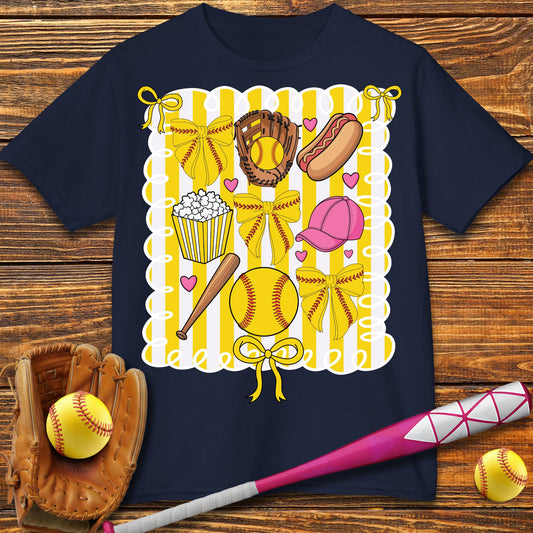 Softball Coquette Kids T-Shirt