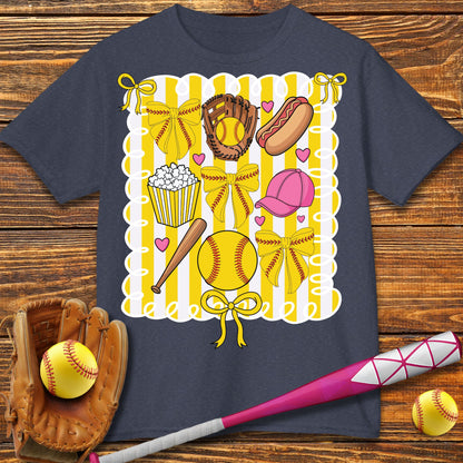 Softball Coquette Kids T-Shirt