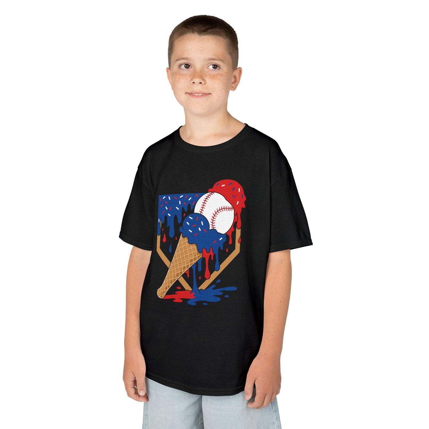USA Baseball Ice Cream Drip Kids T-shirt
