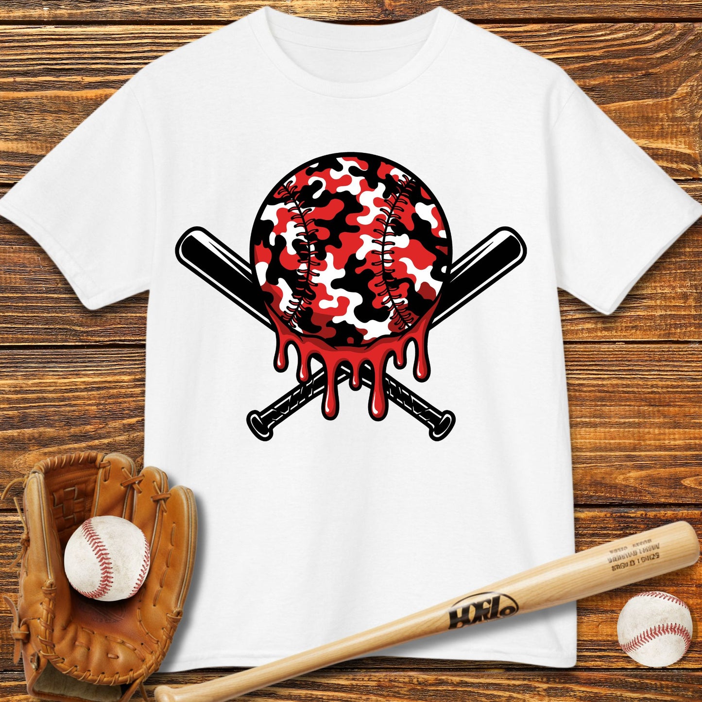 Red Camo Drip Kids T-Shirt