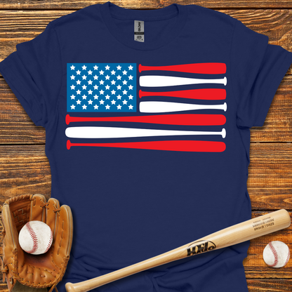 Baseball USA Flag Adult T-Shirt