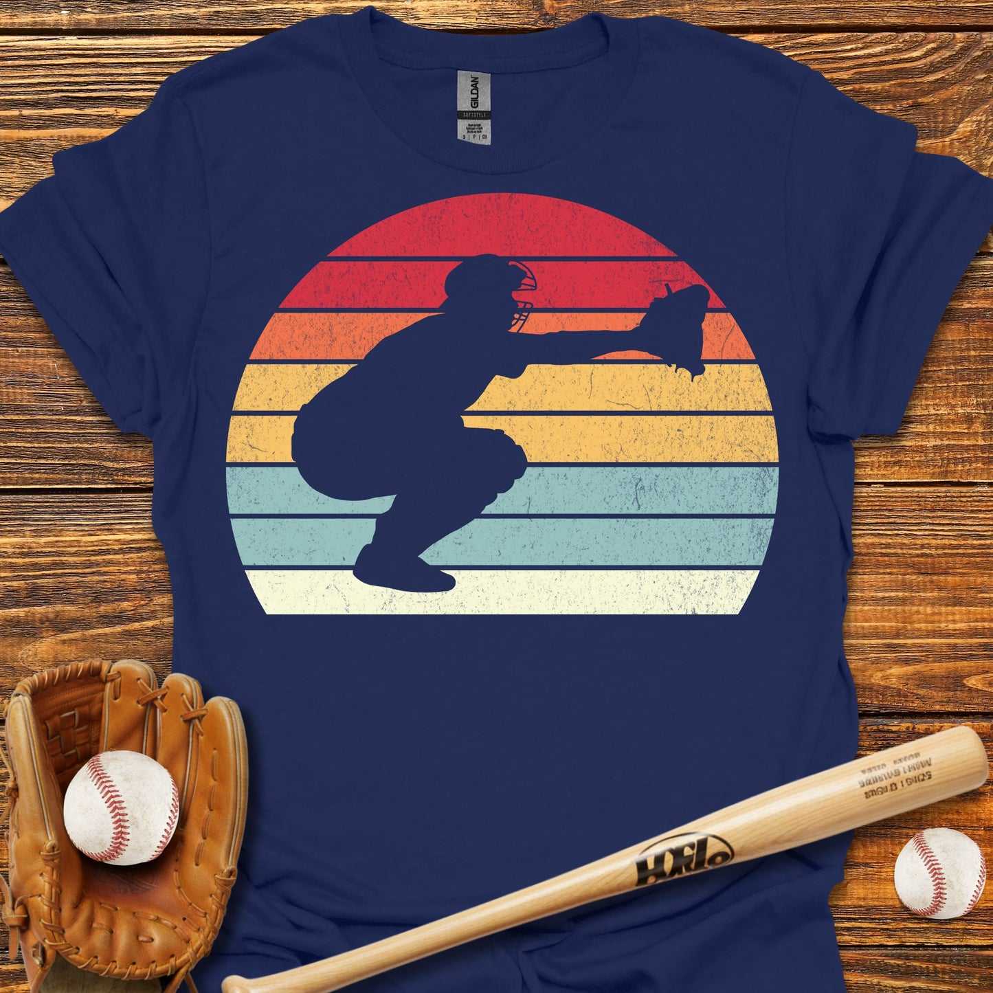 Vintage Catcher Adult T-Shirt