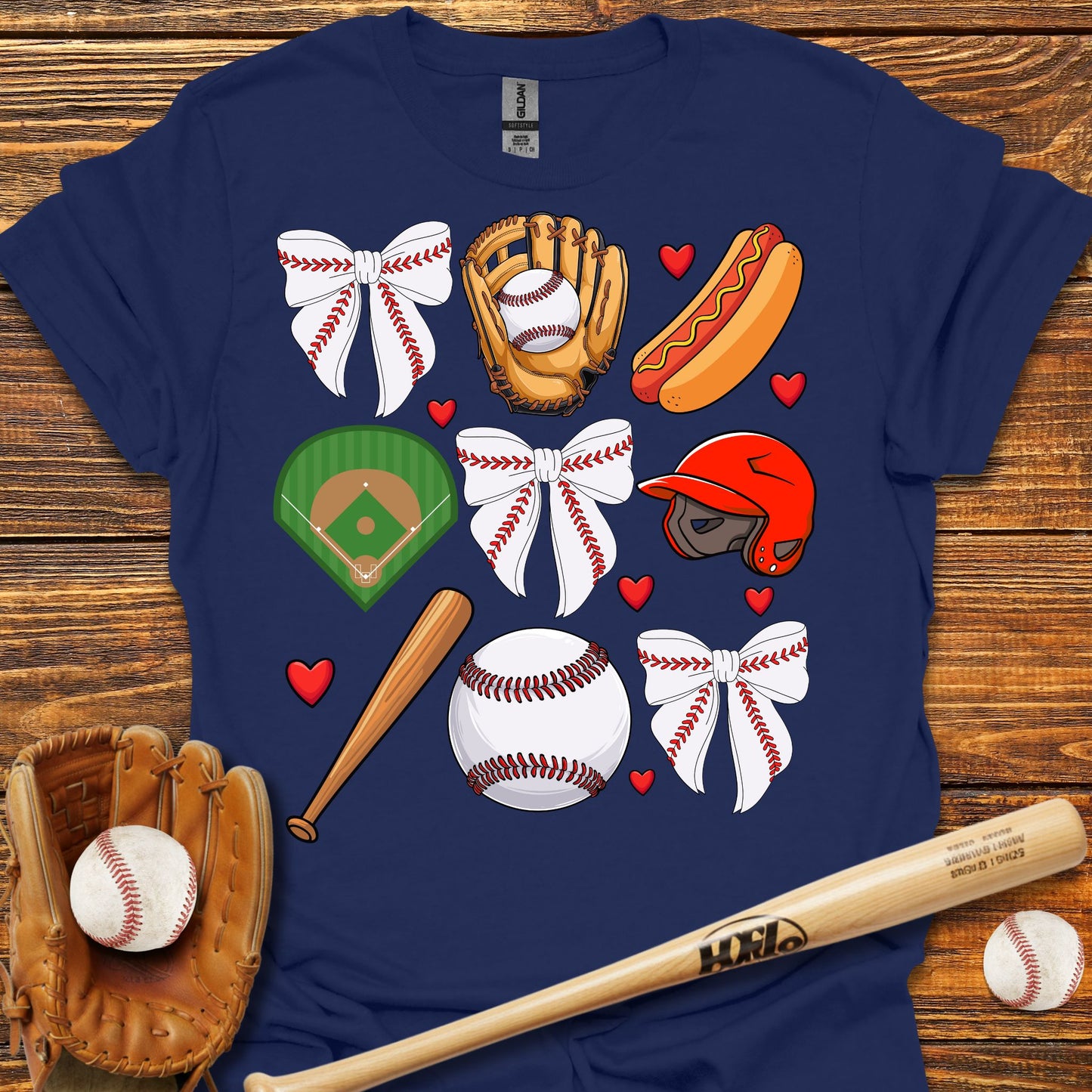 Baseball Coquette Bow Adult T-Shirt