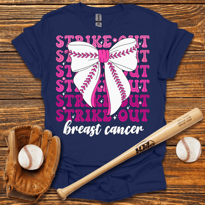 Baseball Strike Out Breast Cancer Adult T-Shirt