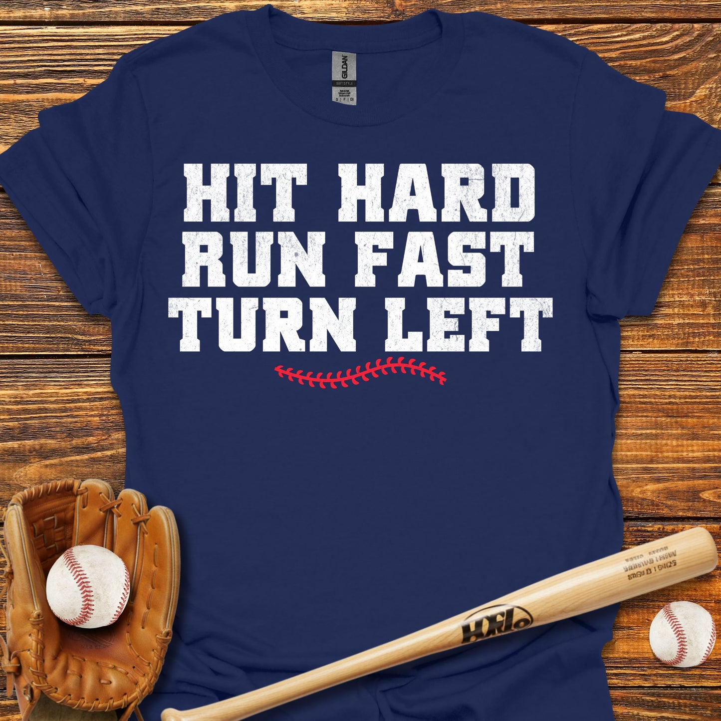 Hit Hard Run Fast Turn Left Adult T-Shirt