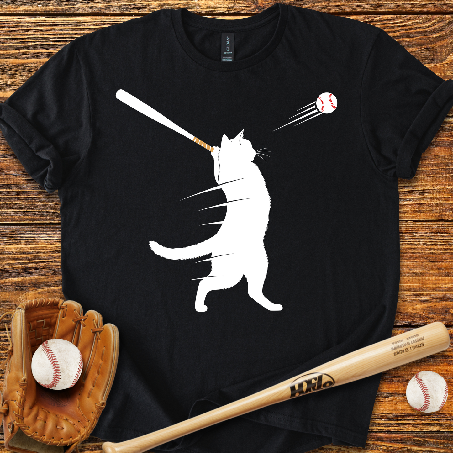 Cat Baseball Adult T-Shirt