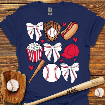 Baseball Coquette Bow Adult T-Shirt