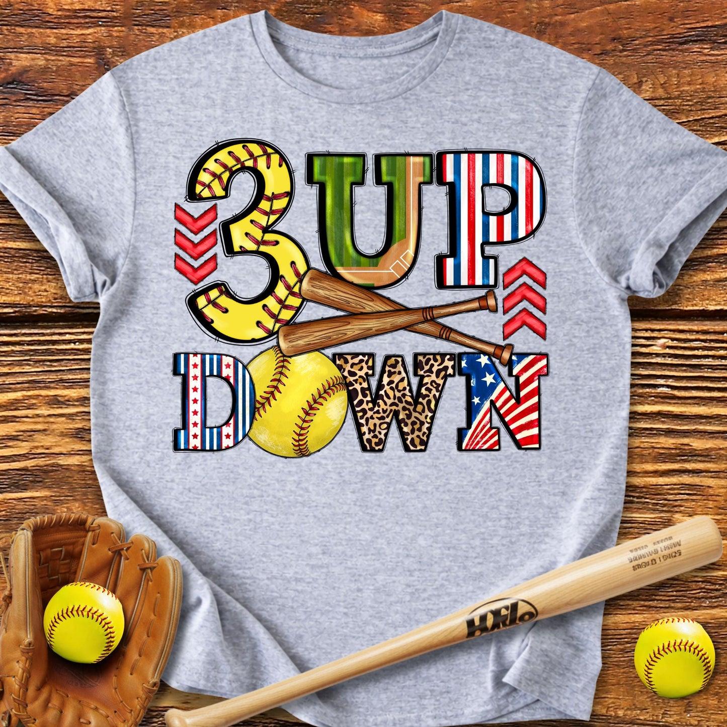 3 up 3 down Softball T-Shirt - HomeRun PrintsT-Shirt