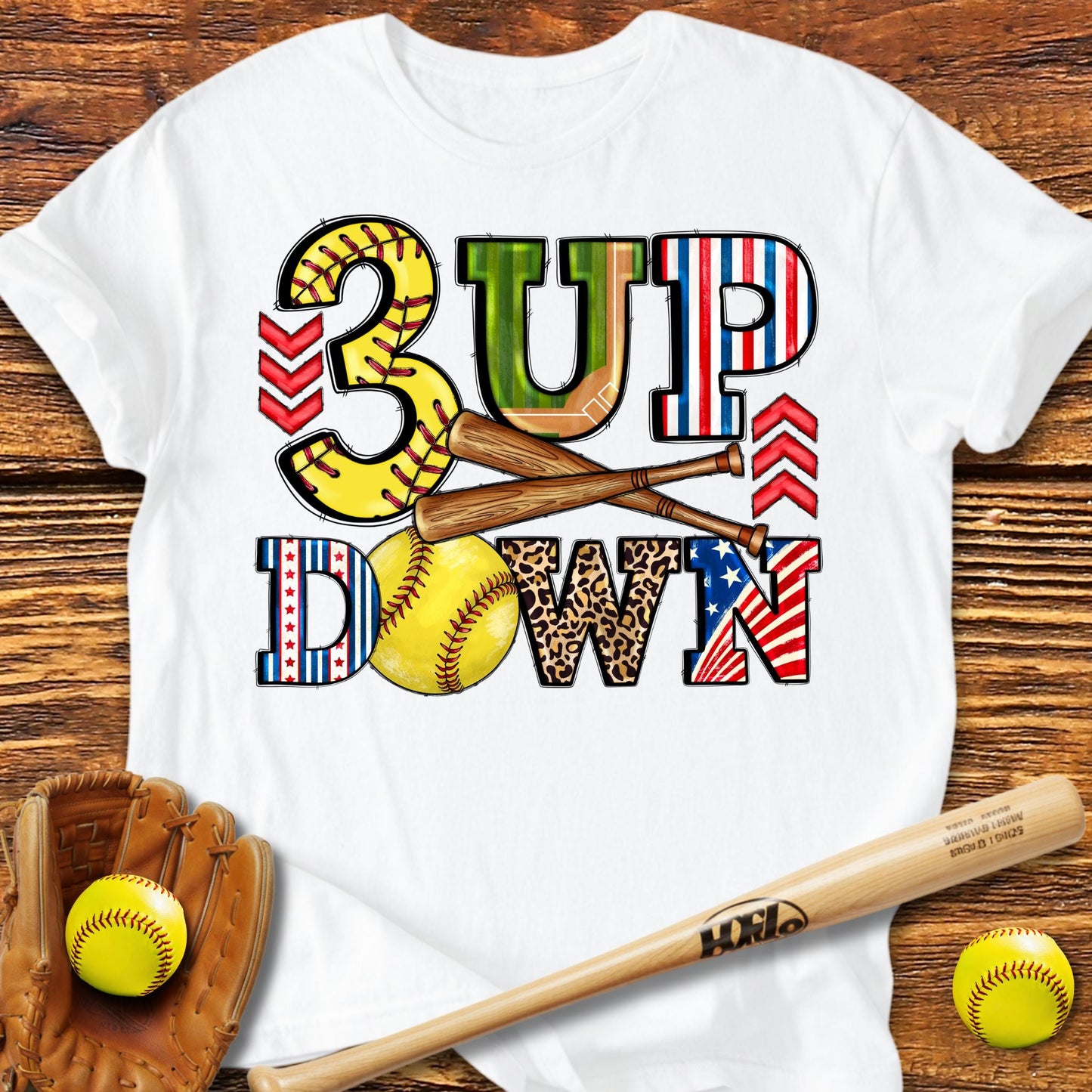 3 up 3 down Softball T-Shirt - HomeRun PrintsT-Shirt