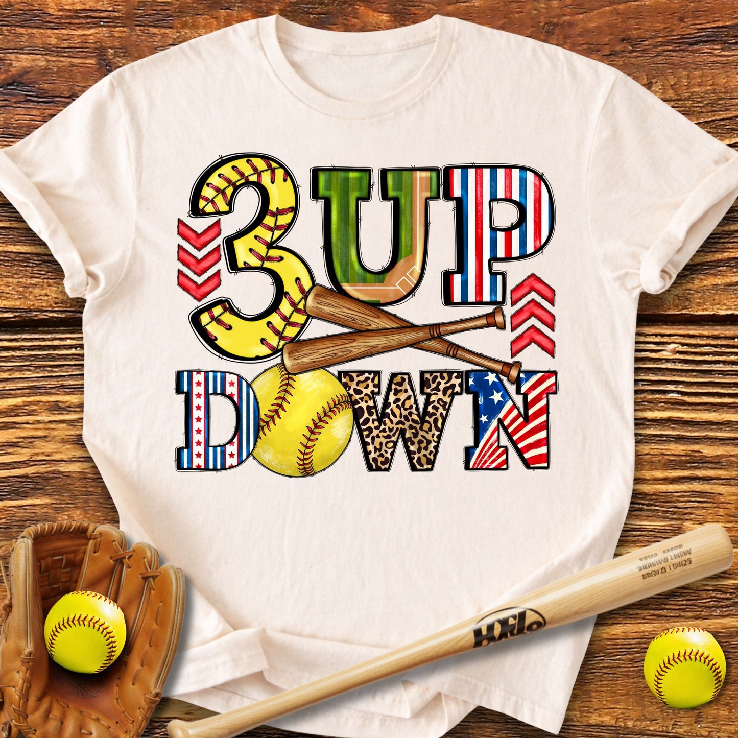 3 up 3 down Softball T-Shirt - HomeRun PrintsT-Shirt