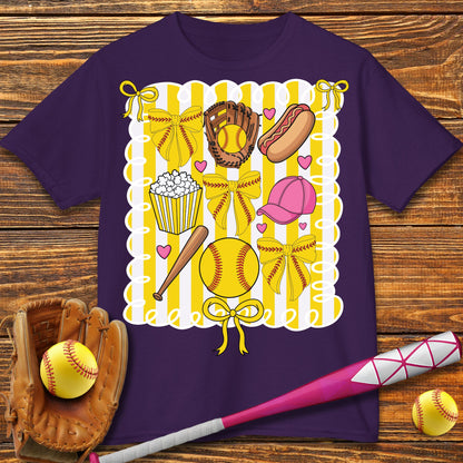 Softball Coquette Kids T-Shirt