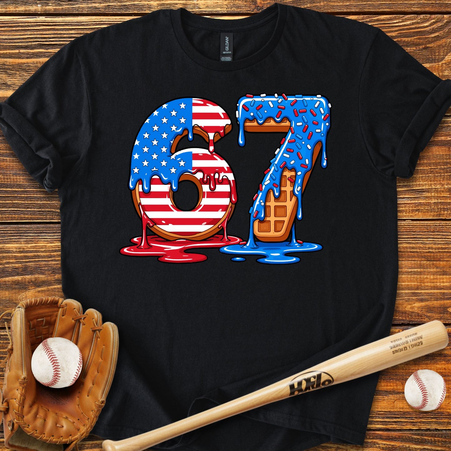 Baseball Drip 67 USA Adult T-Shirt