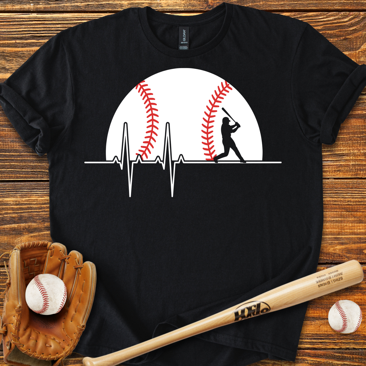 Baseball Heartbeat Adult T-Shirt