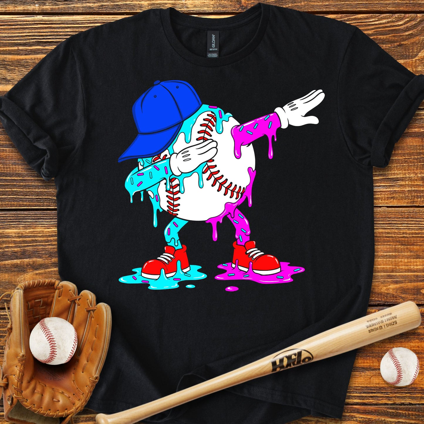 Dabbing Baseball Drip Adult T-Shirt