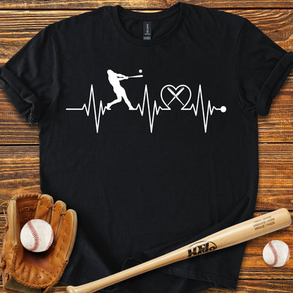 Baseball Heartbeat Adult T-Shirt
