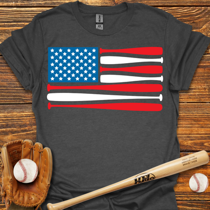 Baseball USA Flag Adult T-Shirt