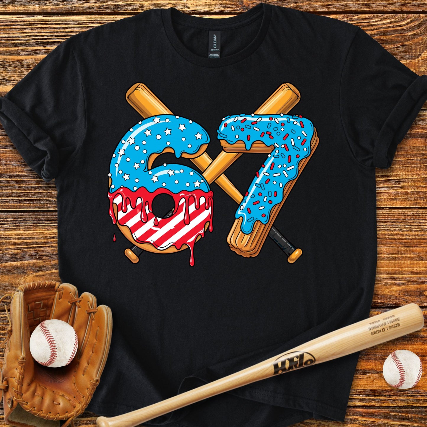 Baseball Drip 67 USA Adult T-Shirt