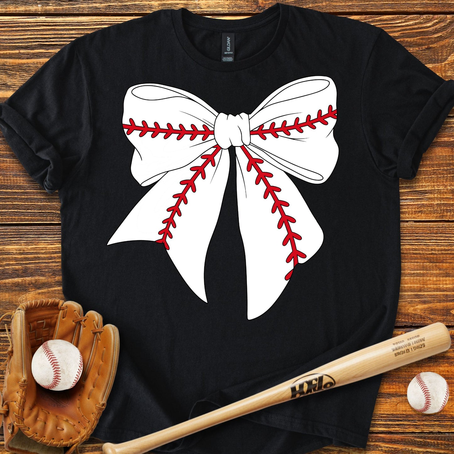 Baseball Coquette Bow Adult T-Shirt