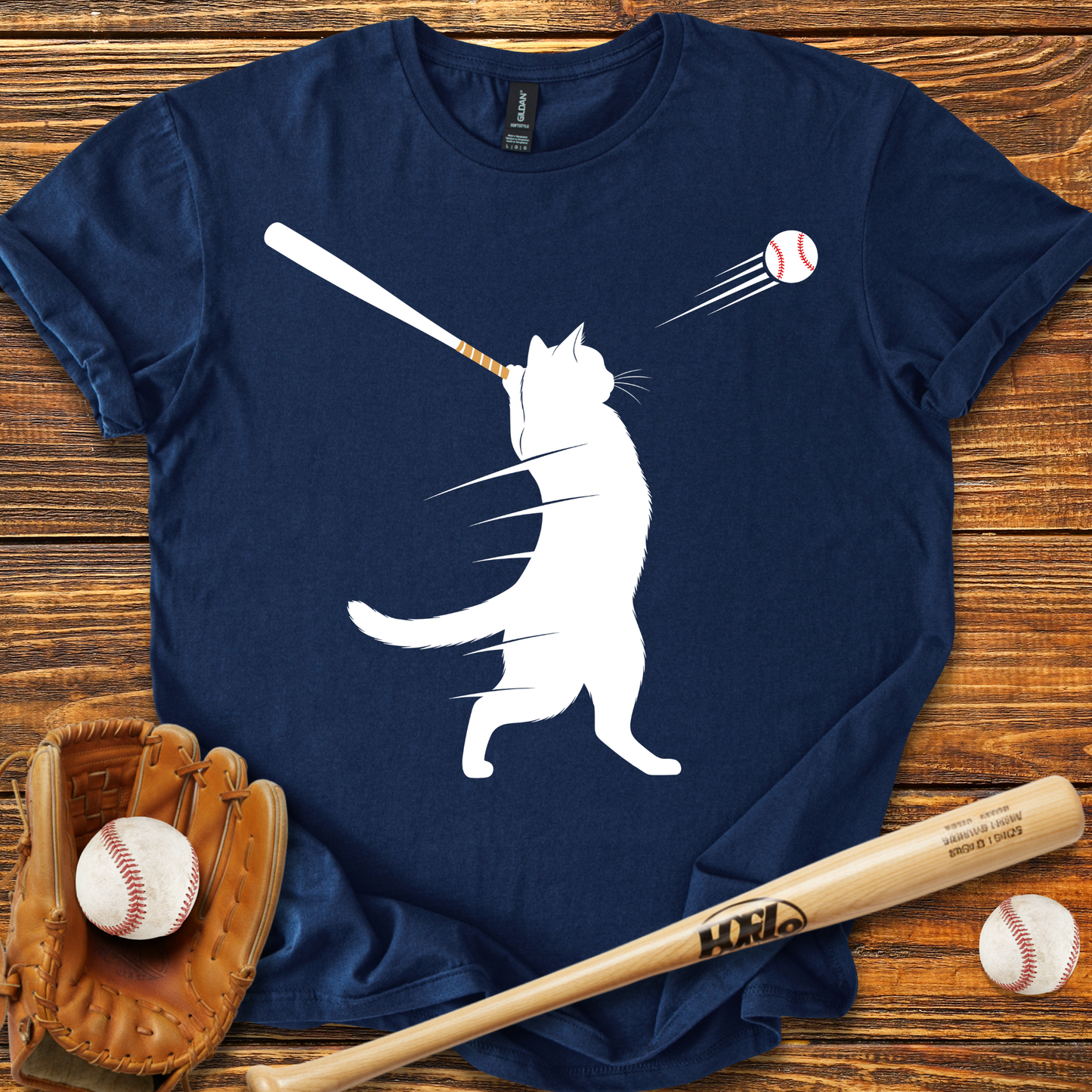 Cat Baseball Adult T-Shirt