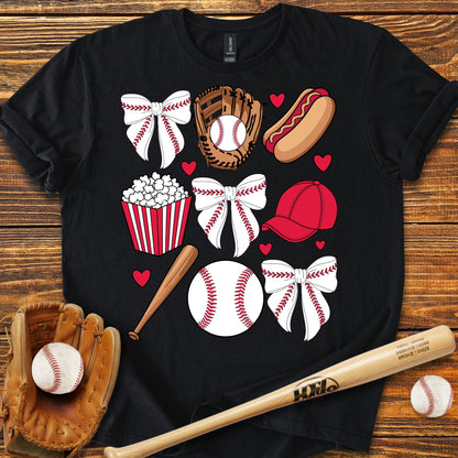 Baseball Coquette Bow Adult T-Shirt