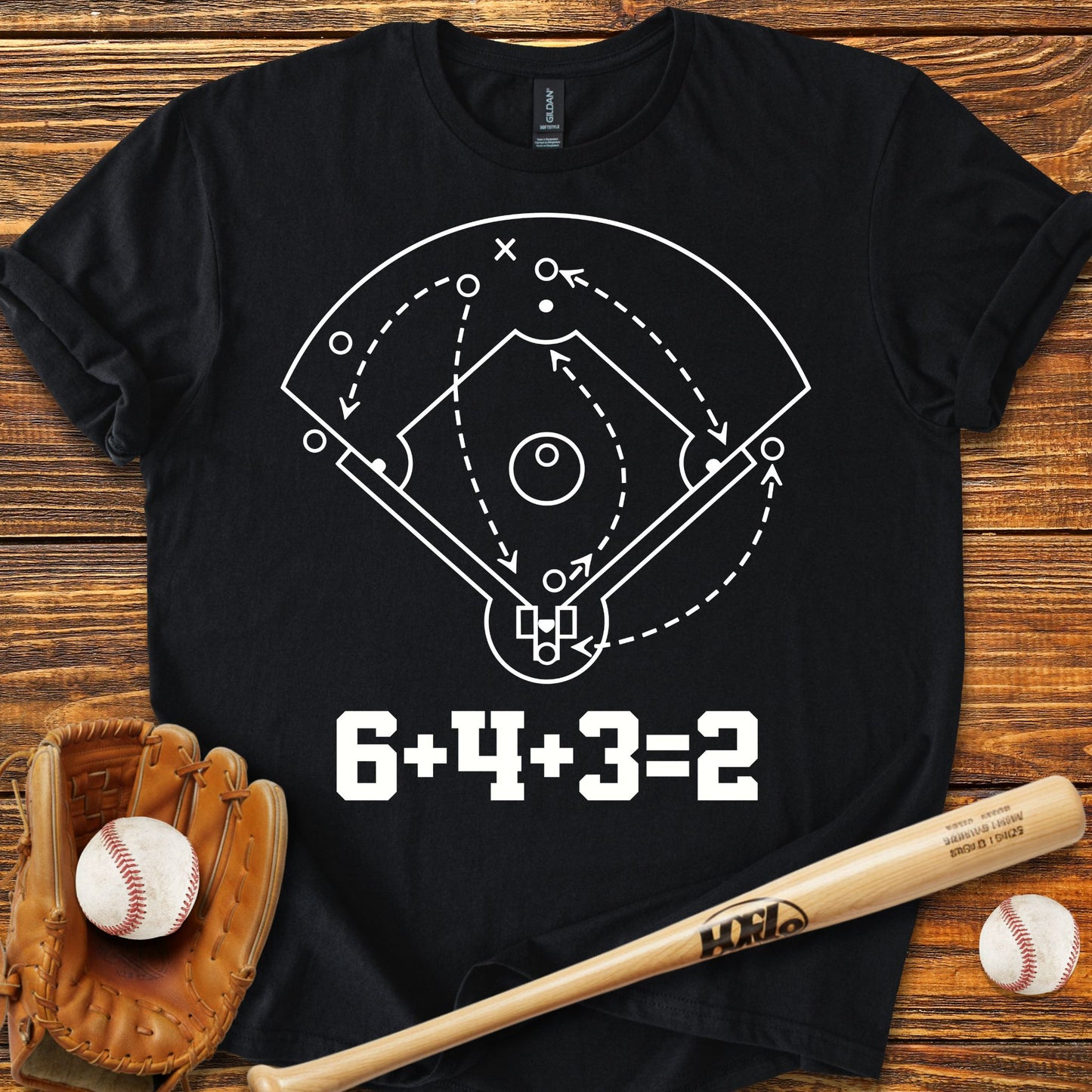 6 4 3 2 Double Play Adult T-shirt