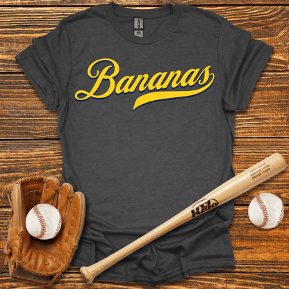 Bananas Retro Baseball Adult T-Shirt