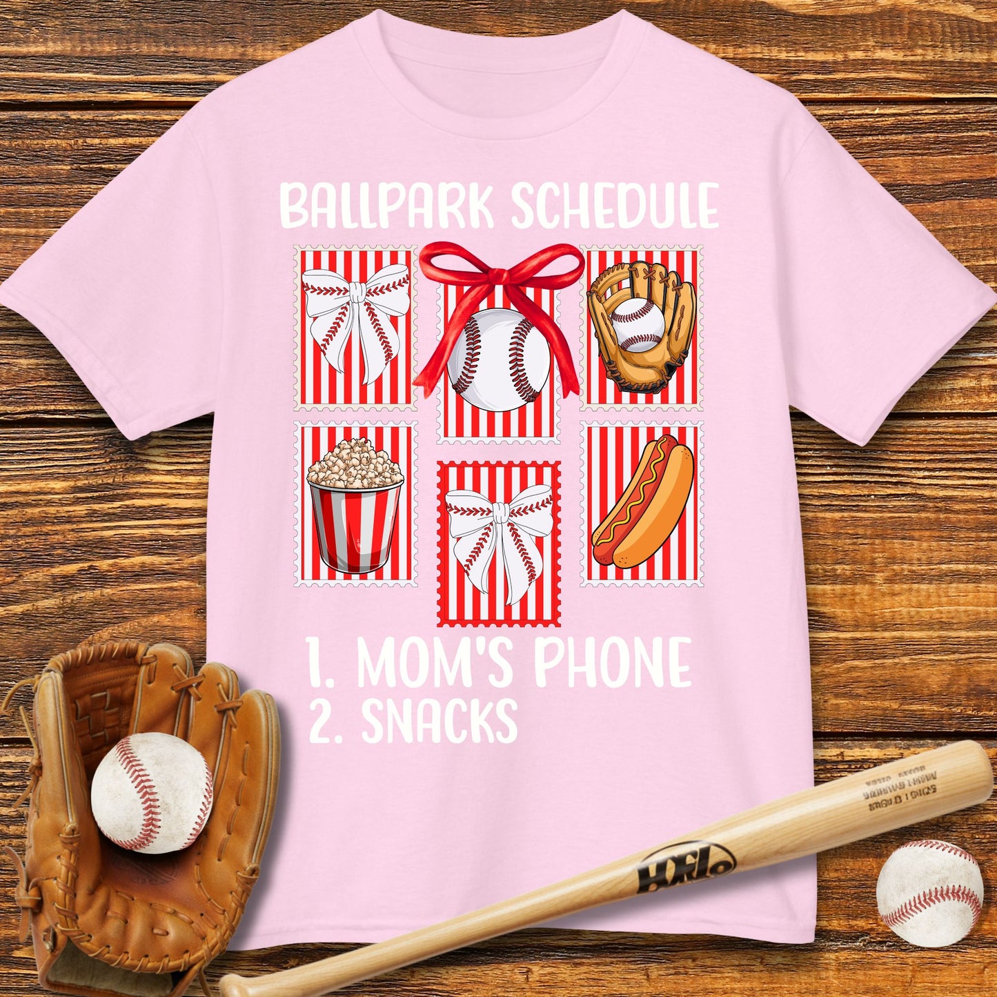 Baseball Sister Bow Kids T-shirt