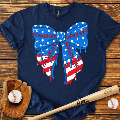 Baseball Bow USA Drip Adult T-Shirt