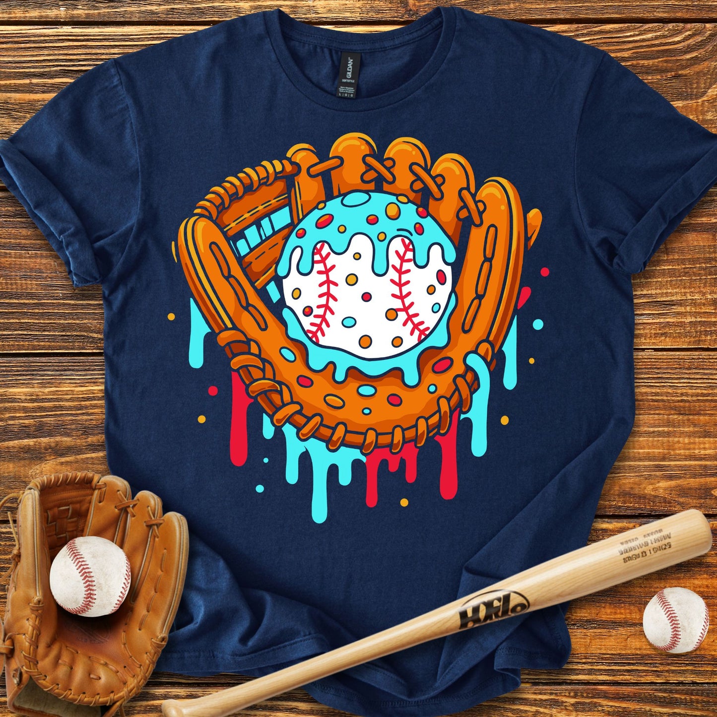 Drip Baseball Glove Adult T-shirt