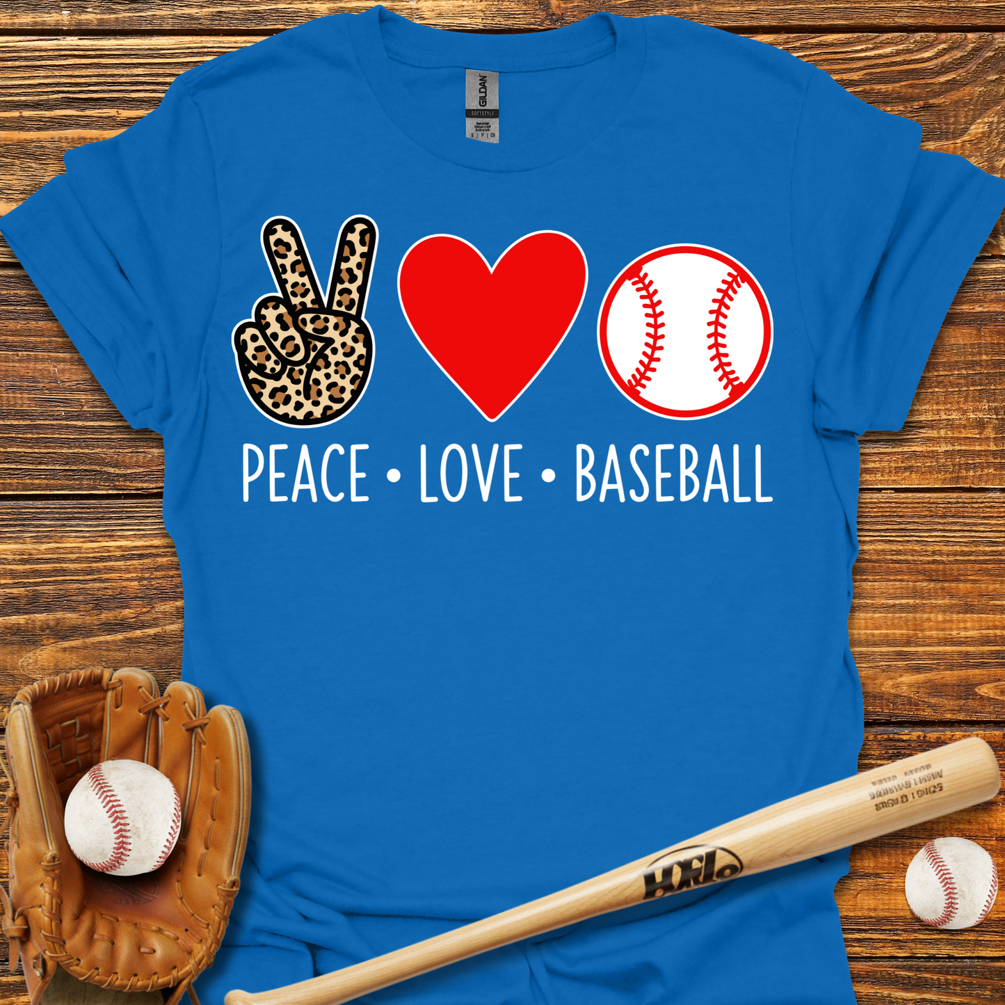 Peace Love Baseball Adult T-Shirt