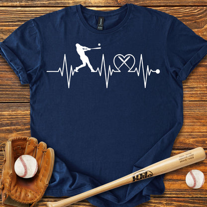 Baseball Heartbeat Adult T-Shirt